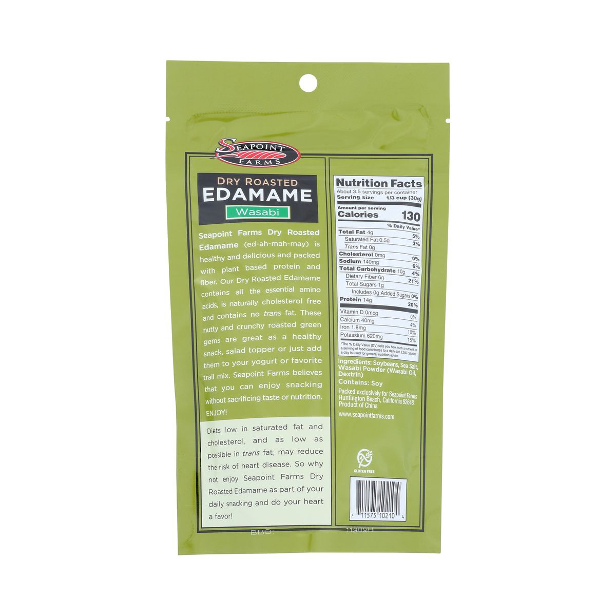 Seapoint Farms Edamame Seco Tostado con Wasabi Picante - Caja con 12/3.5 oz - Imagen 4