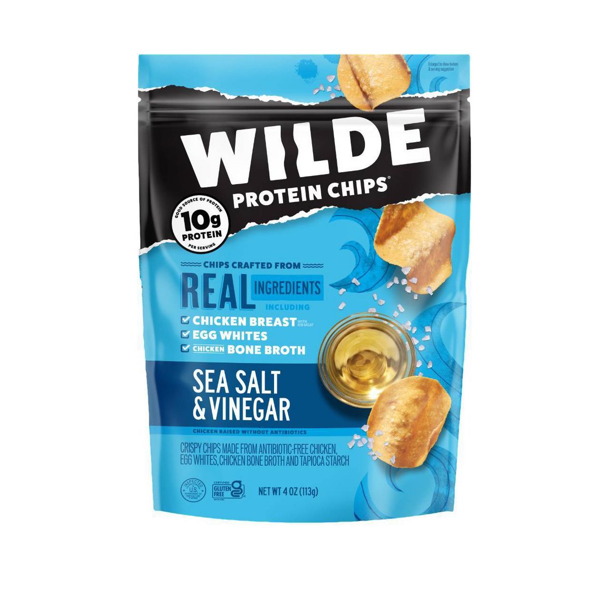 WILDE Papas Proteínicas 10g Sabor Sal de Mar y Vinagre - 4oz
