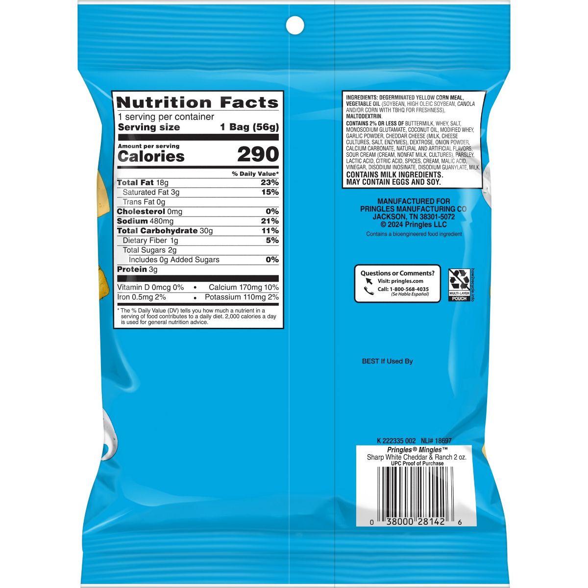 Pringles Mingles Queso Cheddar Blanco Fuerte y Ranch - 2 oz - Imagen 3