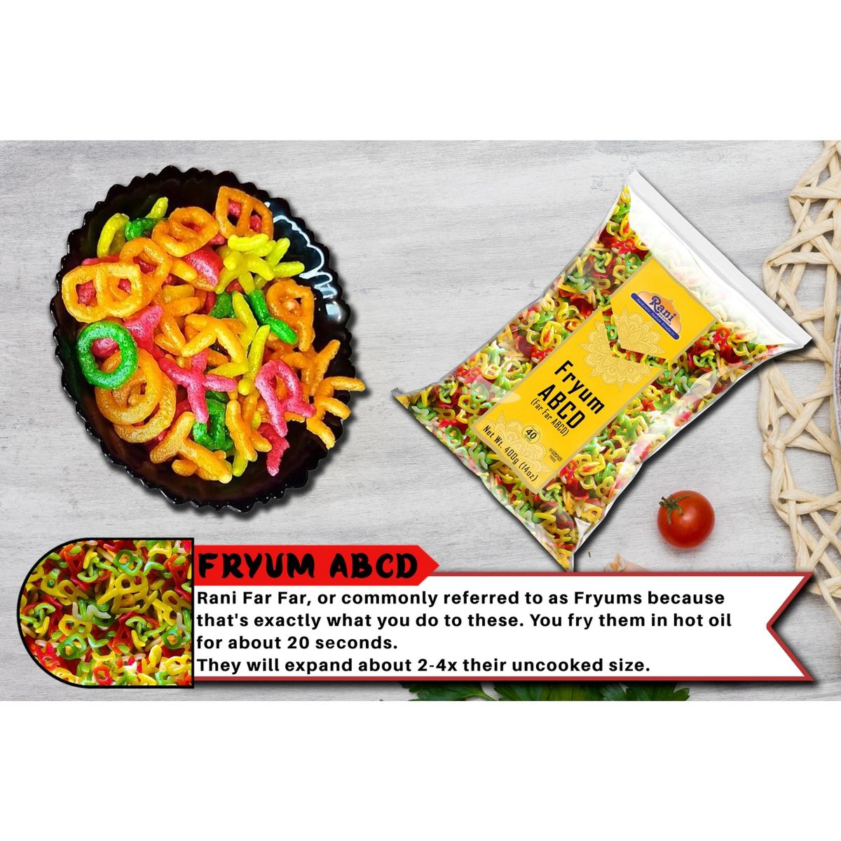 Rani Brand Auténticos Alimentos Indios | Far Far / Fryums (Forma ABCD) - Imagen 4