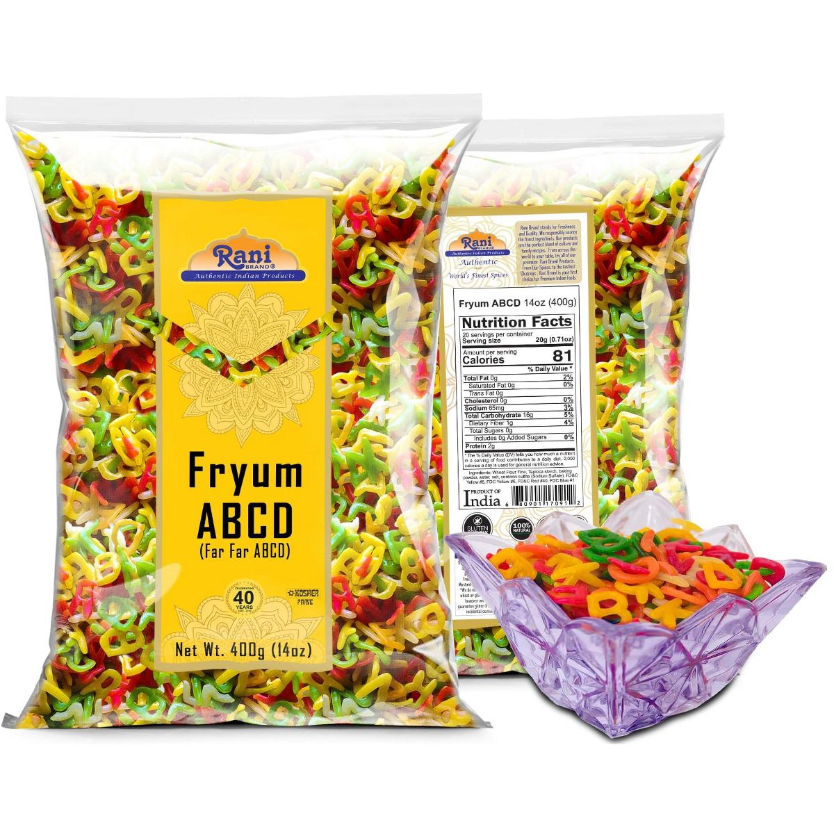 Rani Brand Auténticos Alimentos Indios | Far Far / Fryums (Forma ABCD) - Imagen 5