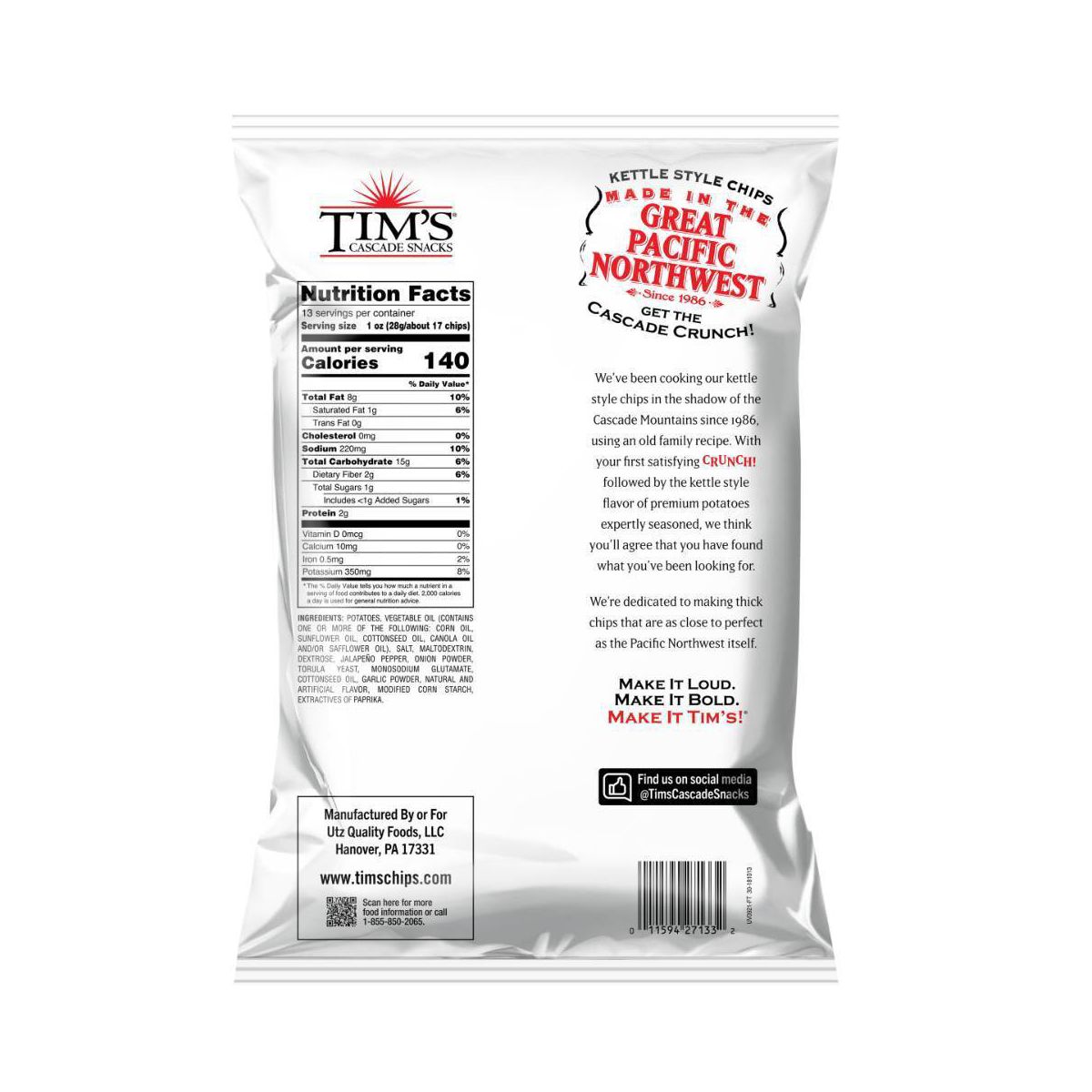 Papas Fritas Estilo Cascade de Jalapeño Tim's - 13 oz - Imagen 3