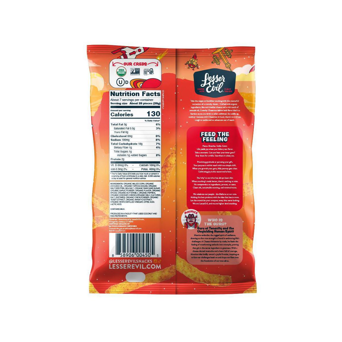 Cheezmos Blazin' Hot Cheddar Chips de LesserEvil - 7 oz - Imagen 3