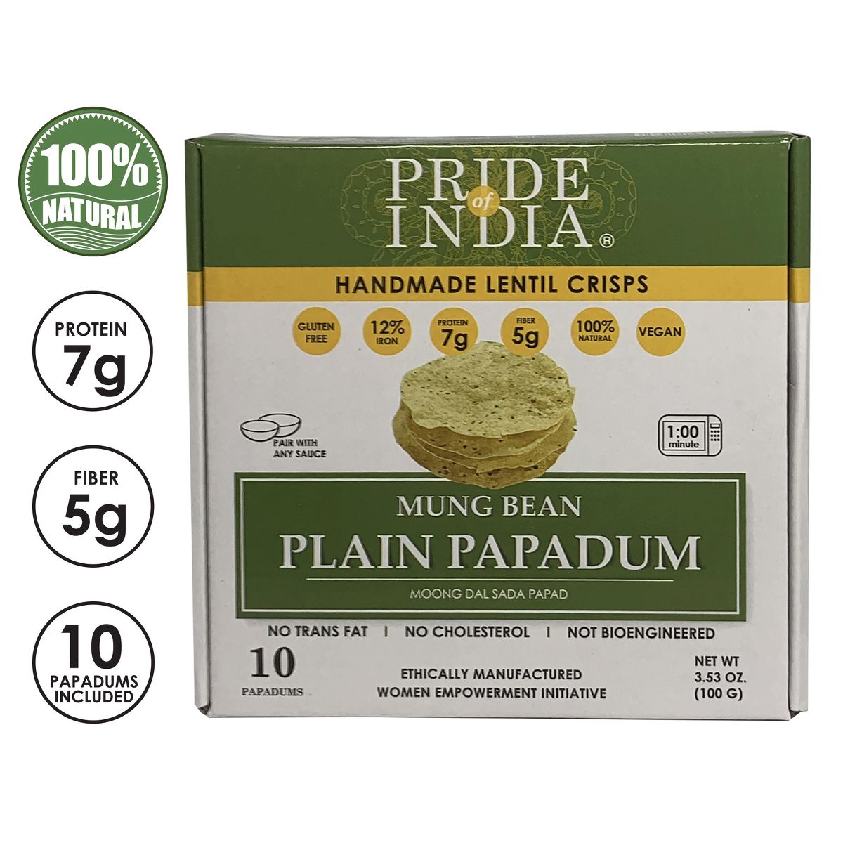 Papadum de Mung Dal Natural PRIDE OF INDIA - Imagen 2