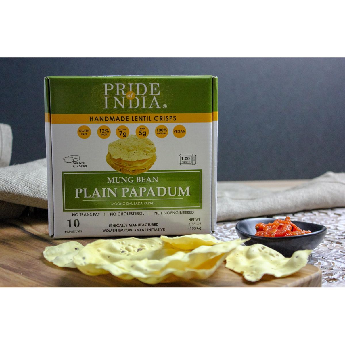 Papadum de Mung Dal Natural PRIDE OF INDIA - Imagen 4