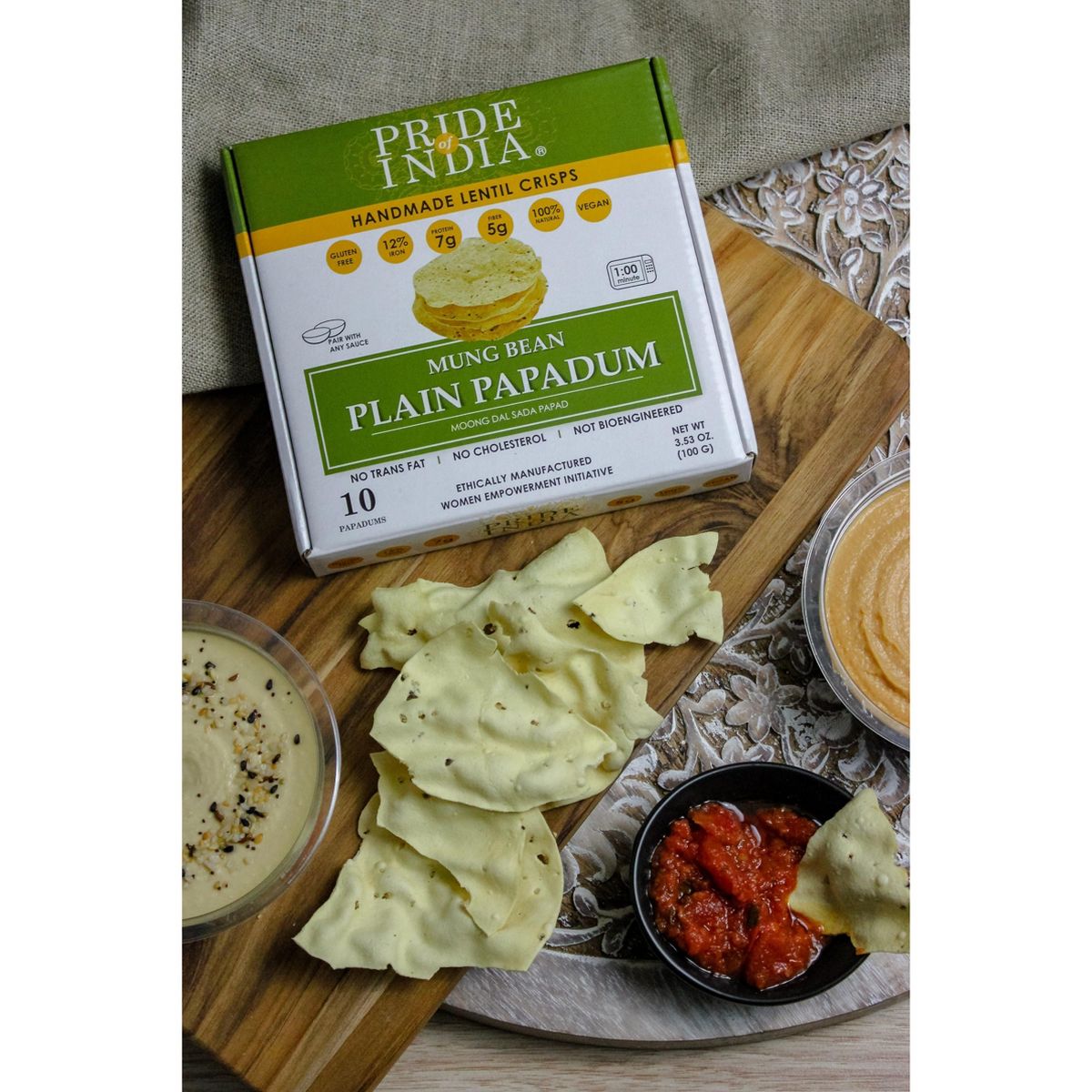 Papadum de Mung Dal Natural PRIDE OF INDIA - Imagen 6