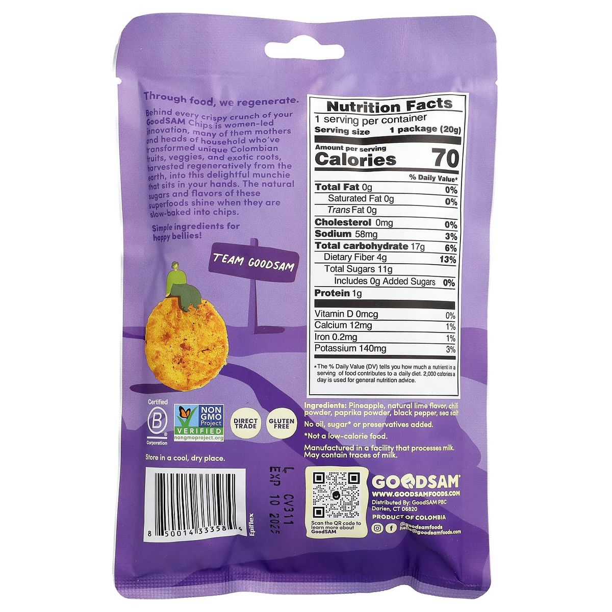 GoodSam, Small Farms, Papas Fritas Crujientes, Piña Chile Lima, 0.7 oz - Imagen 3