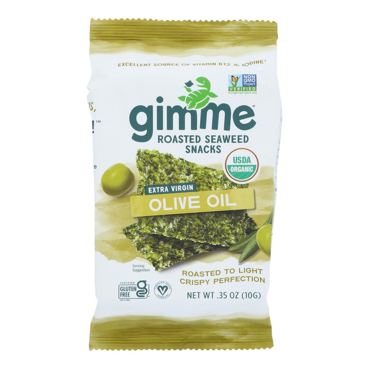 Gimme Organic Snack de Algas con Aceite de Oliva Extra Virgen - Caja con 12/.35 oz - Imagen 3