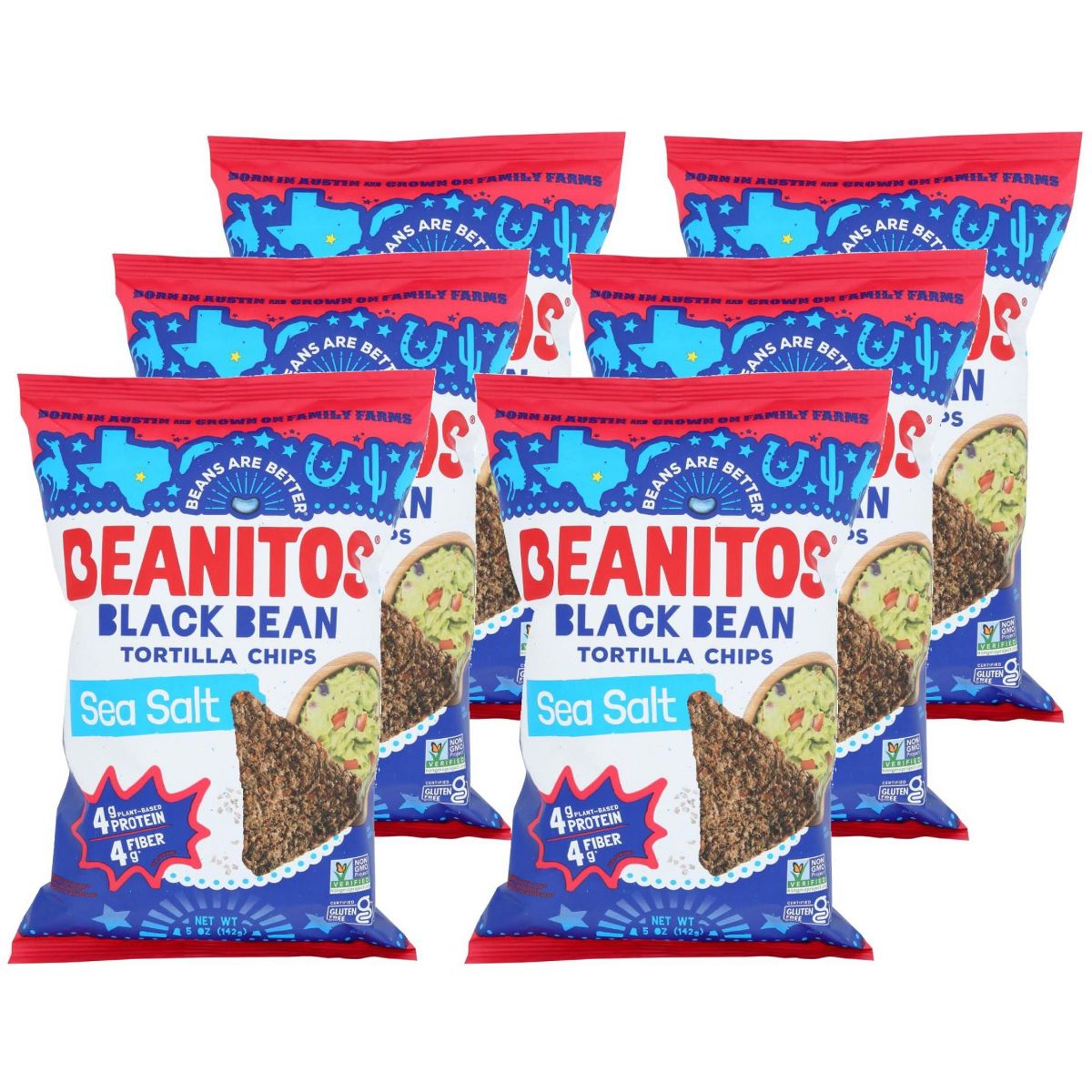 Beanitos Original Sal de Mar Tortillas de Frijol Negro - Caja de 6/5 oz