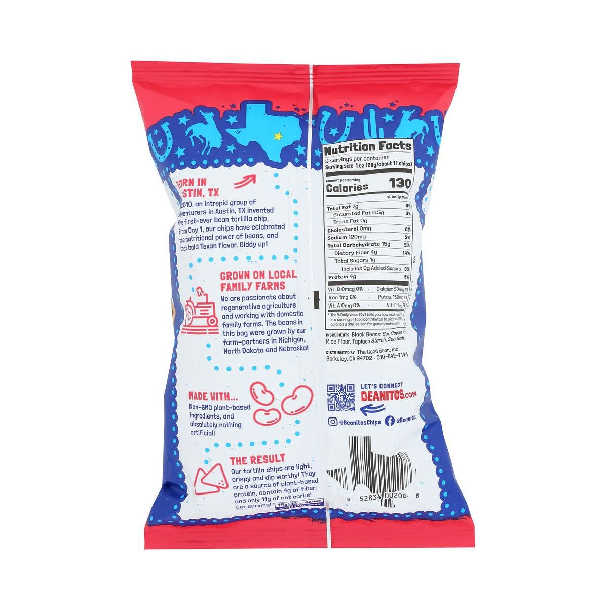 Beanitos Original Sal de Mar Tortillas de Frijol Negro - Caja de 6/5 oz - Imagen 4