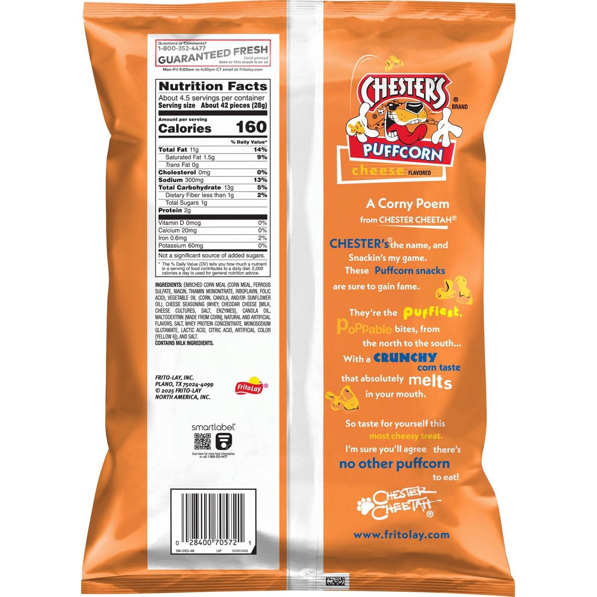 Chester's Puffcorn Botana de Maíz Inflado Sabor Queso - 4.25 oz - Imagen 3