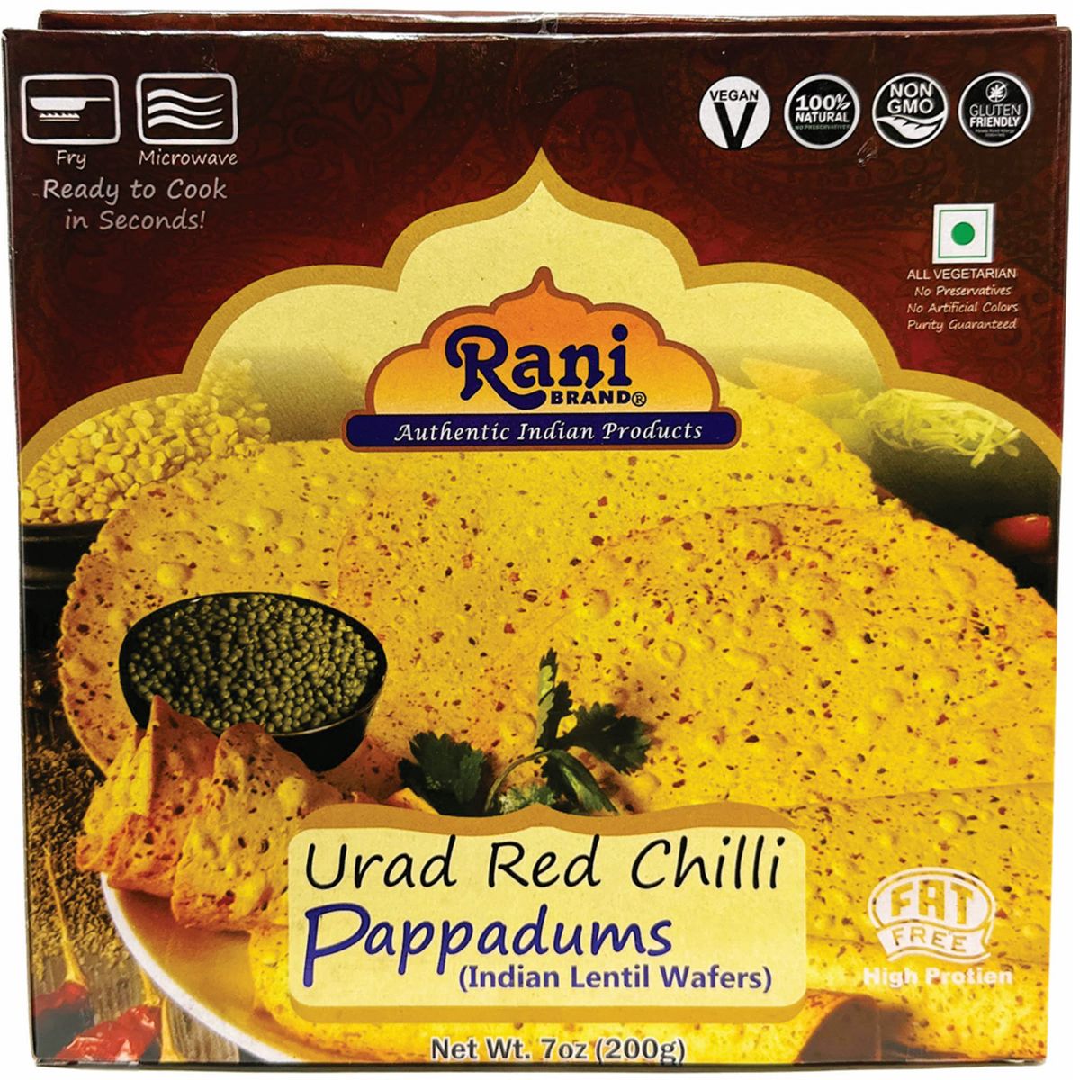Rani Brand Authentic Indian Foods | Pappadums Red Chilli Papad - Imagen 4