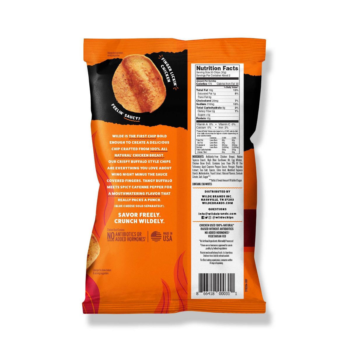 WILDE Papas Proteínicas Sabor Buffalo - 2.25 oz - Imagen 3