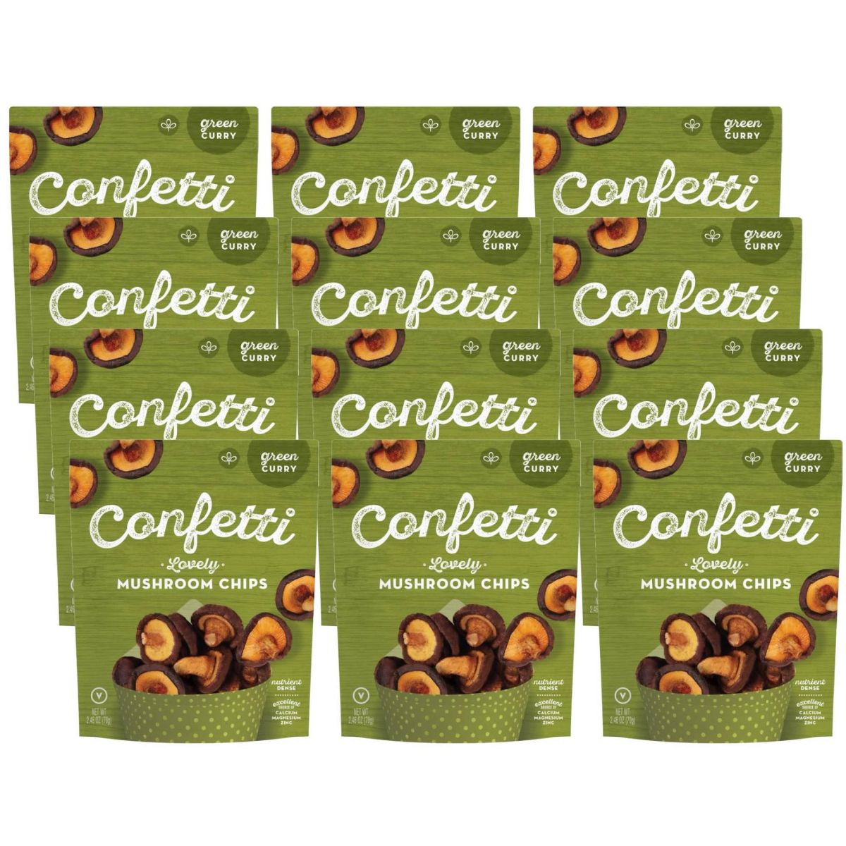 Papas Fritas Confetti Sabor Curry Verde y Champiñones - Caja con 12/2.46 oz - Imagen 2