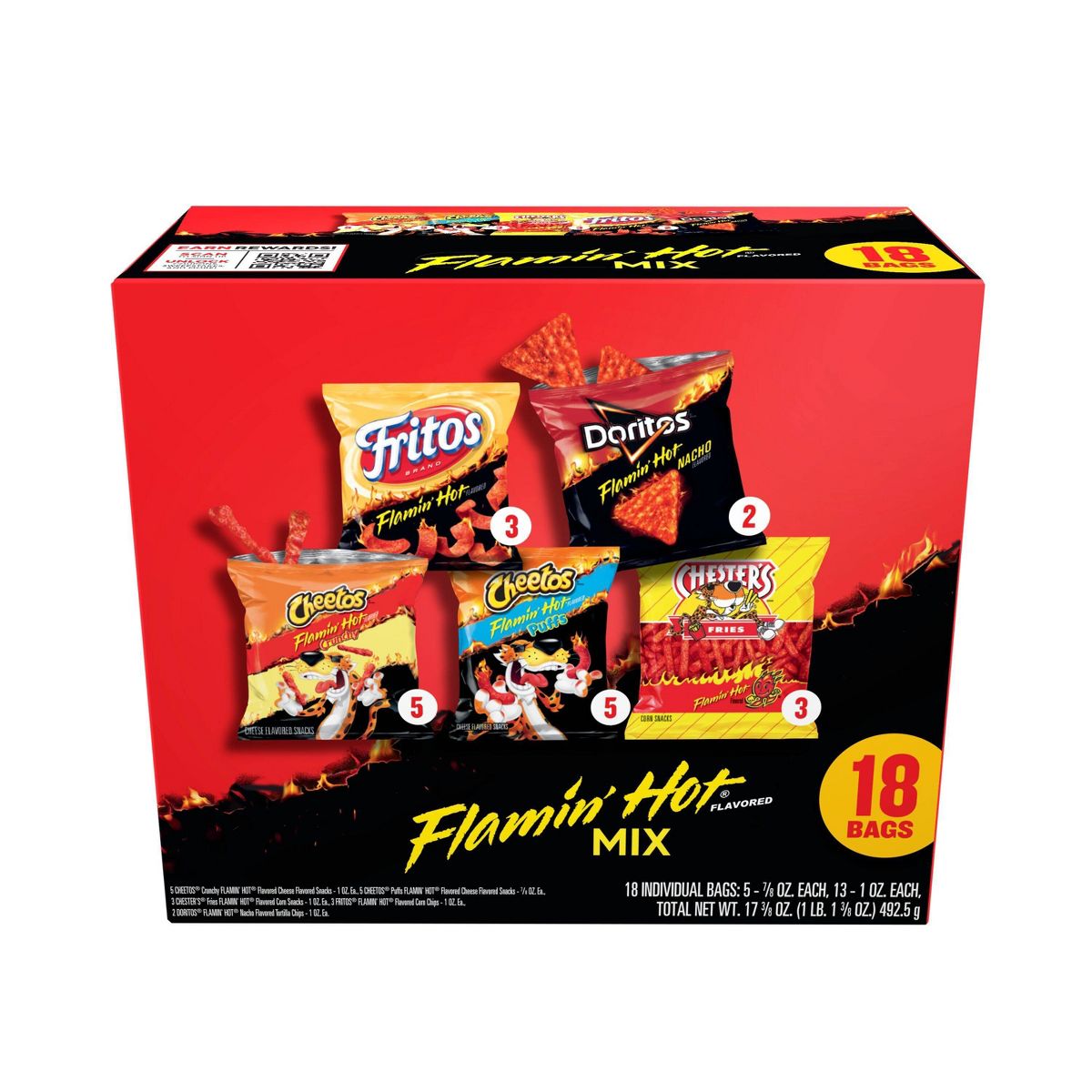 Frito-Lay Mix de Botanas Flamin' Hot - Paquete de 18 piezas