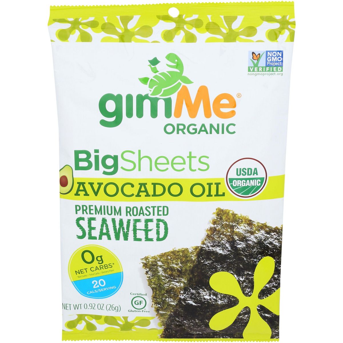 Gimme Organic Big Sheets Aceite de Aguacate Algas Marinas Tostadas Premium - Paquete de 10 - 0.92 oz - Imagen 3