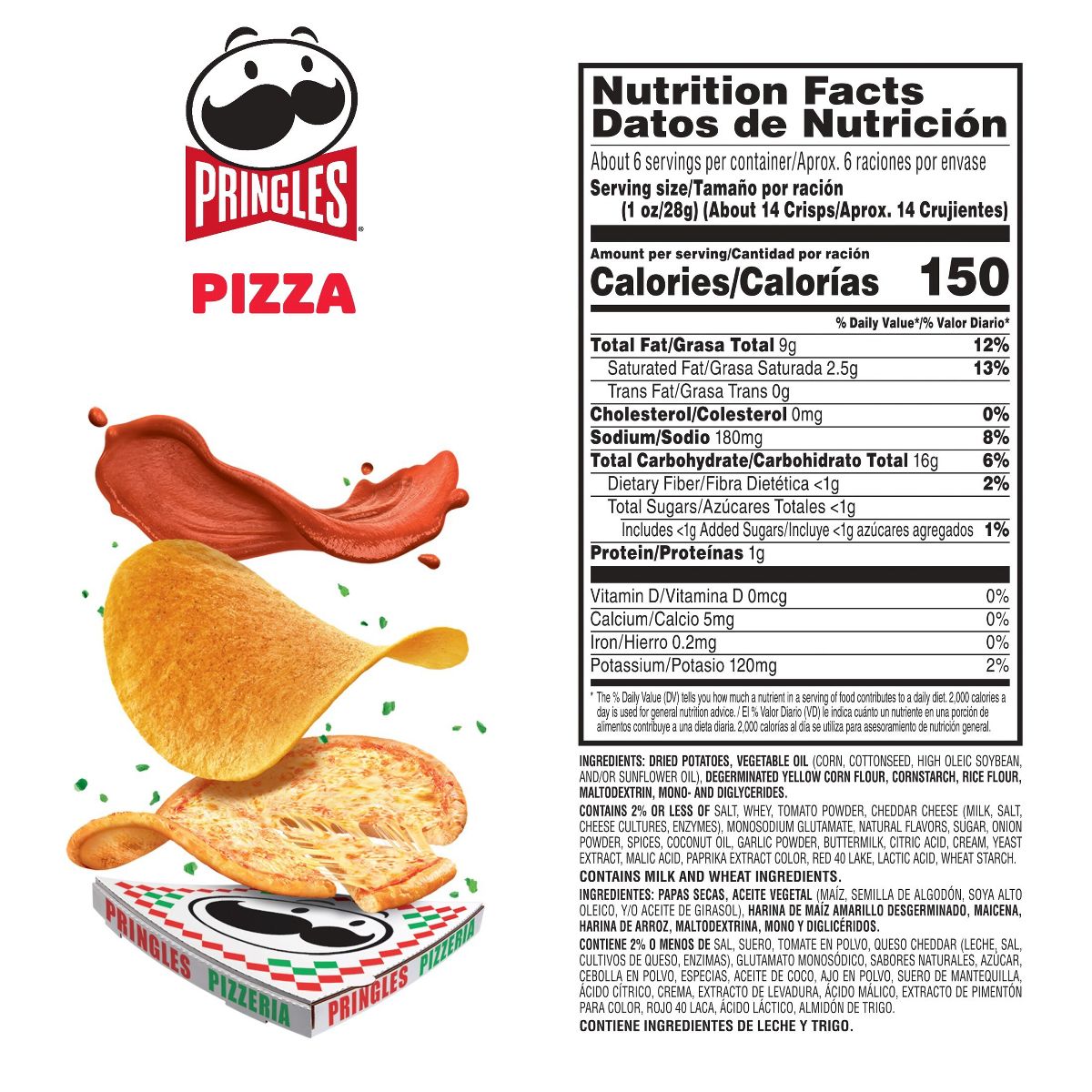 Pringles Papas Fritas Sabor Pizza - 5.5 oz - Imagen 7