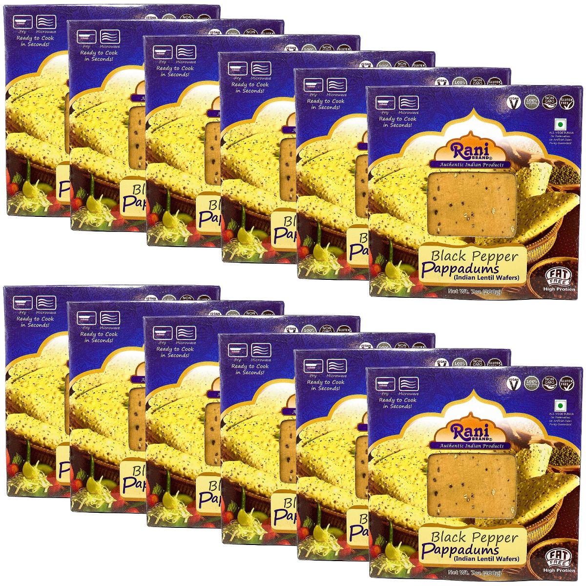 Rani Brand Authentic Indian Foods | Pappadums Black Pepper Papad