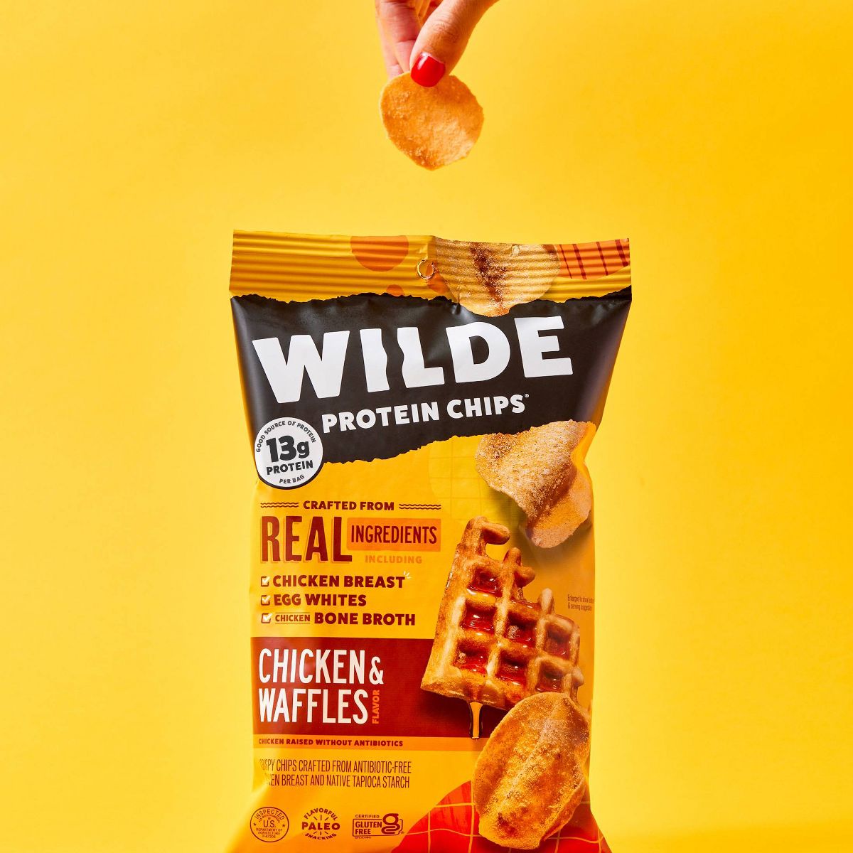 WILDE Papas con Proteína 13g - Sabor Pollo y Waffles - Paquete con 4 - Imagen 7