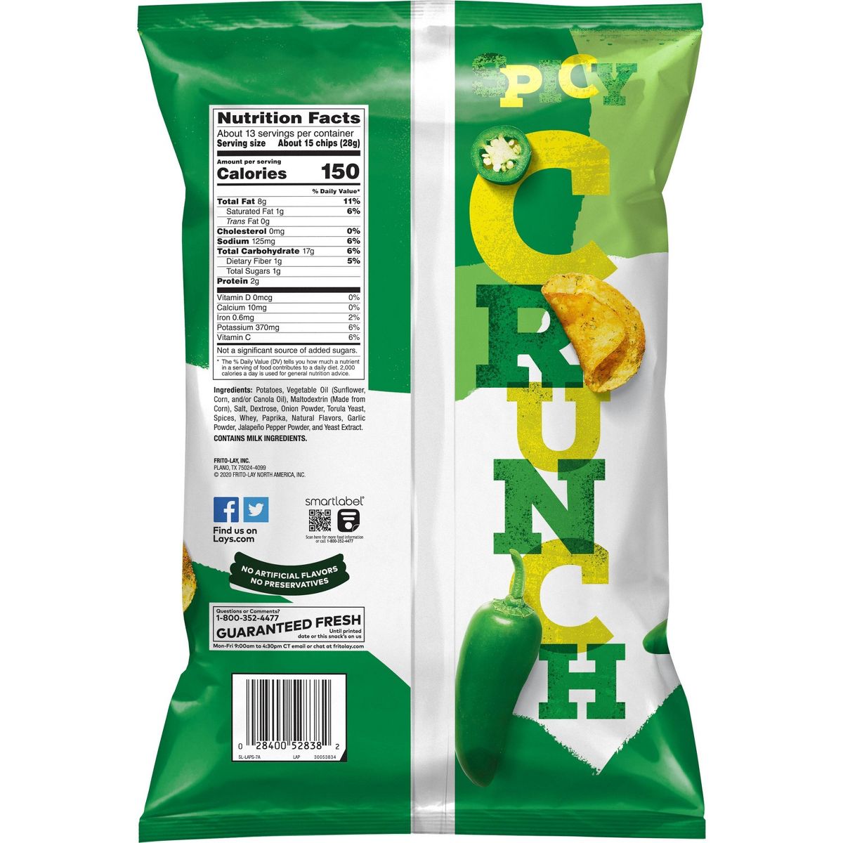 Lay's Papas Fritas Cocidas en Aceite Jalapeño Tamaño Fiesta - 14 oz - Imagen 3