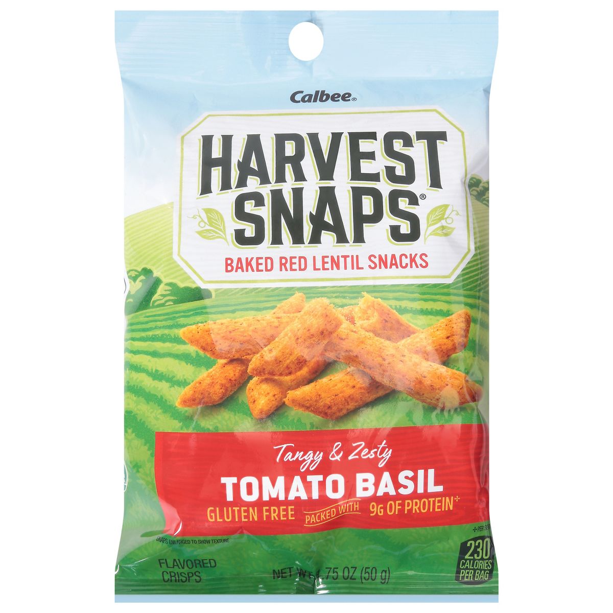 Harvest Snaps Snacks Horneados de Lenteja Roja Sabor Tomate y Albahaca Picante y Ácido - Paquete de 8 - 1.75 oz - Imagen 2