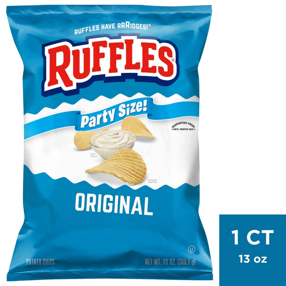 Ruffles Original Sabor Original Papas Fritas con Ondas Tamaño Fiesta - 13 oz - Imagen 2