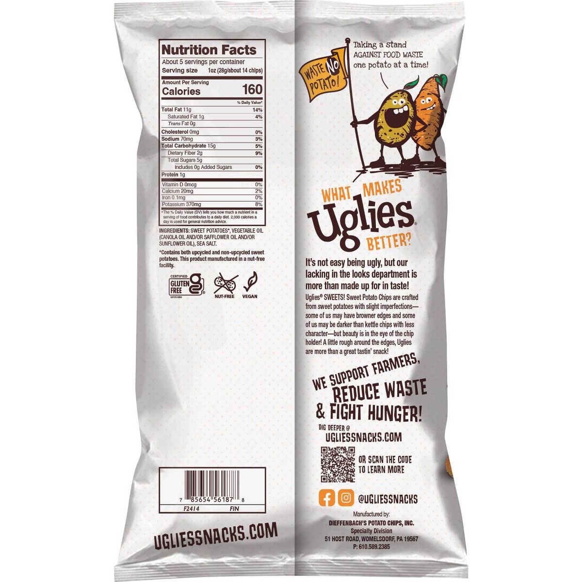 Uglies Chips de Camote Sal de Mar - 5.5 oz - Imagen 3