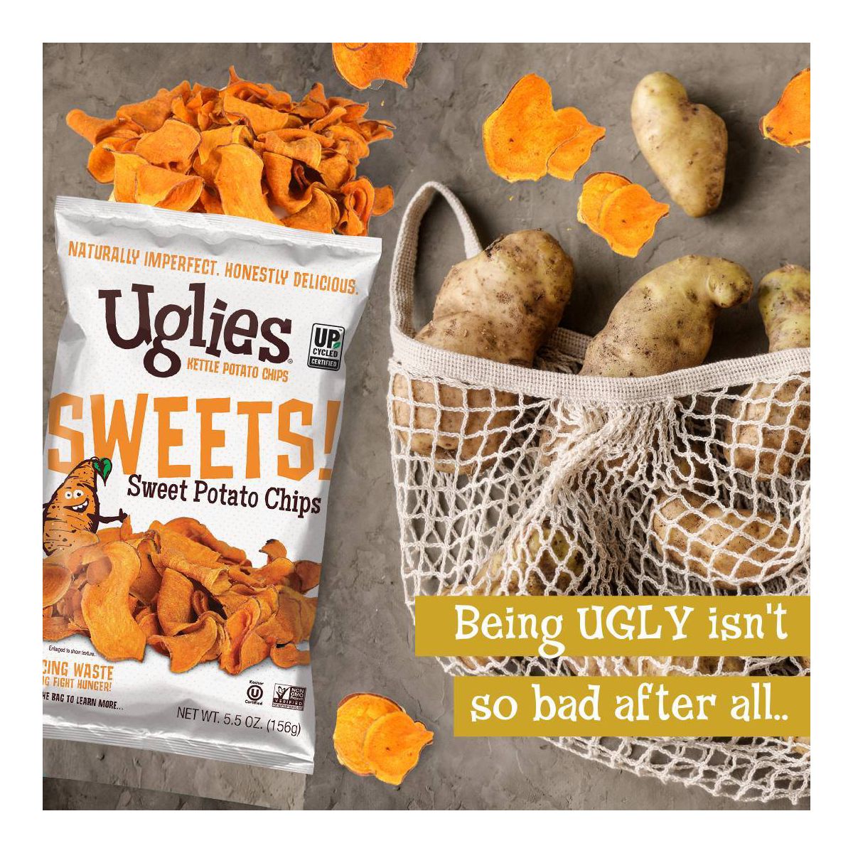 Uglies Chips de Camote Sal de Mar - 5.5 oz - Imagen 4