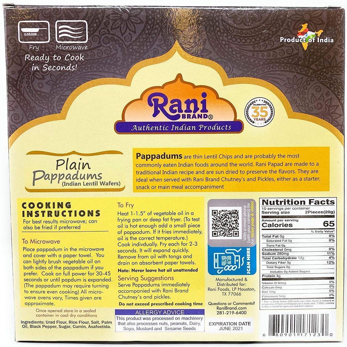 Rani Brand Authentic Indian Foods | Pappadums Papad Planos - Imagen 3