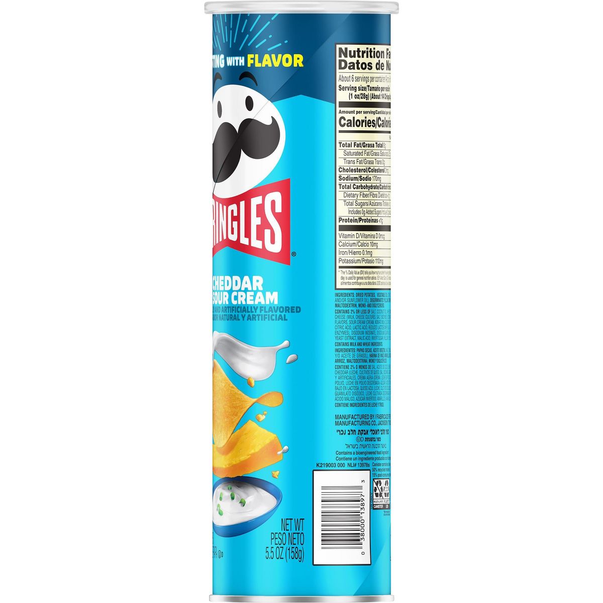 Pringles Papas Fritas Sabor Queso Cheddar y Crema Agria - 5.5 oz - Imagen 9