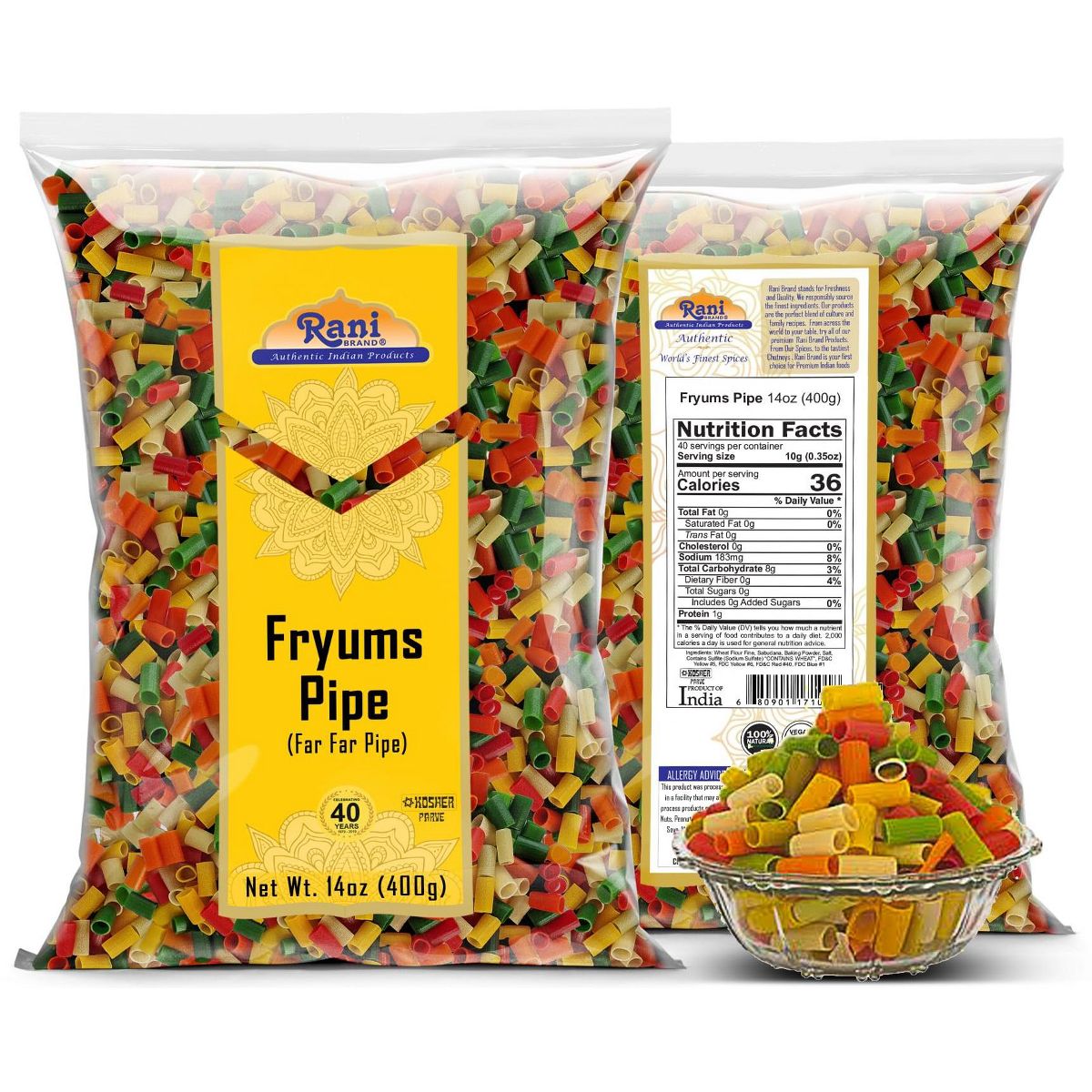 Far Far / Fryums (Forma Redonda/Tubo) - Marca Rani Productos Auténticos de la India - Imagen 4