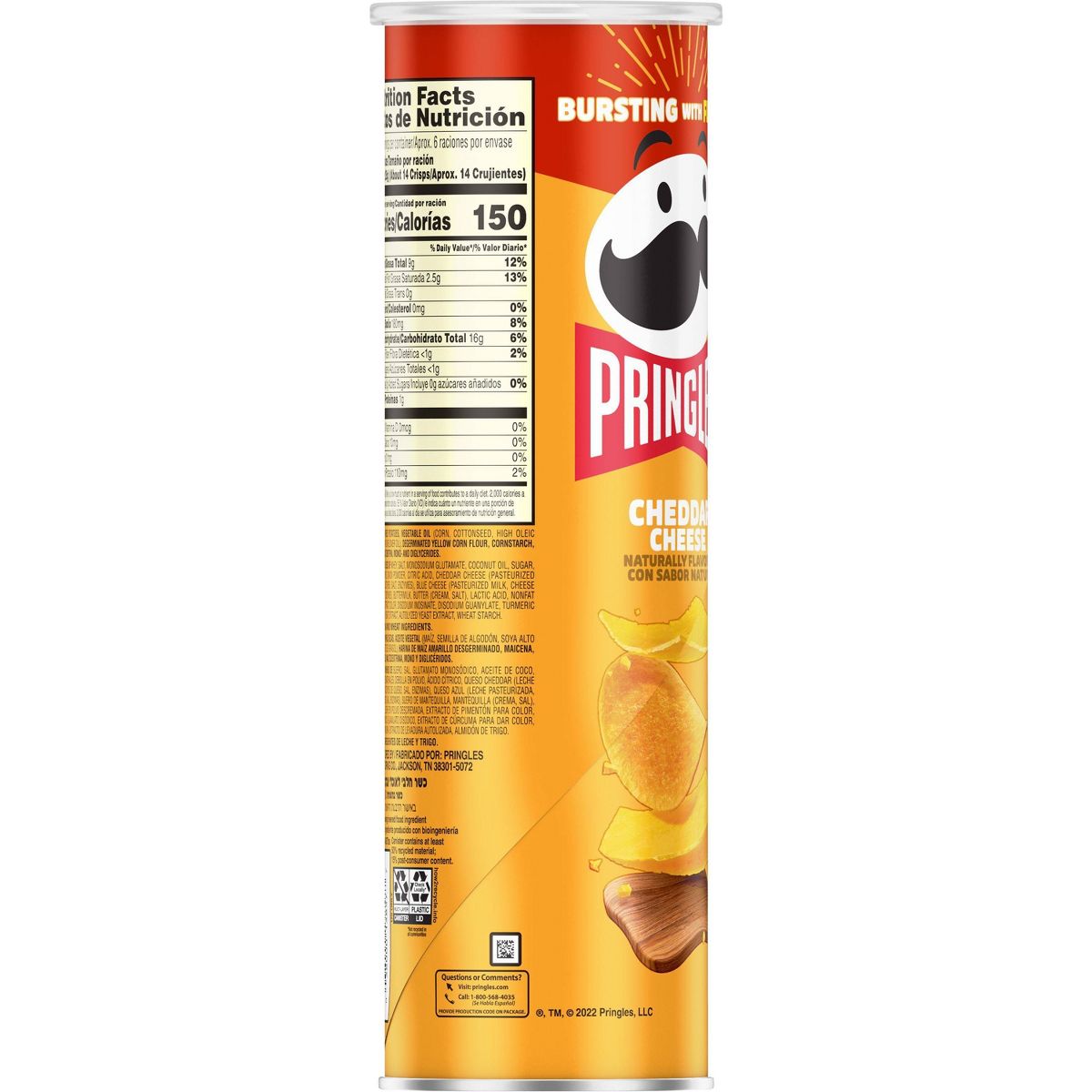 Pringles Papas Fritas Sabor Queso Cheddar - 5.5 oz - Imagen 9