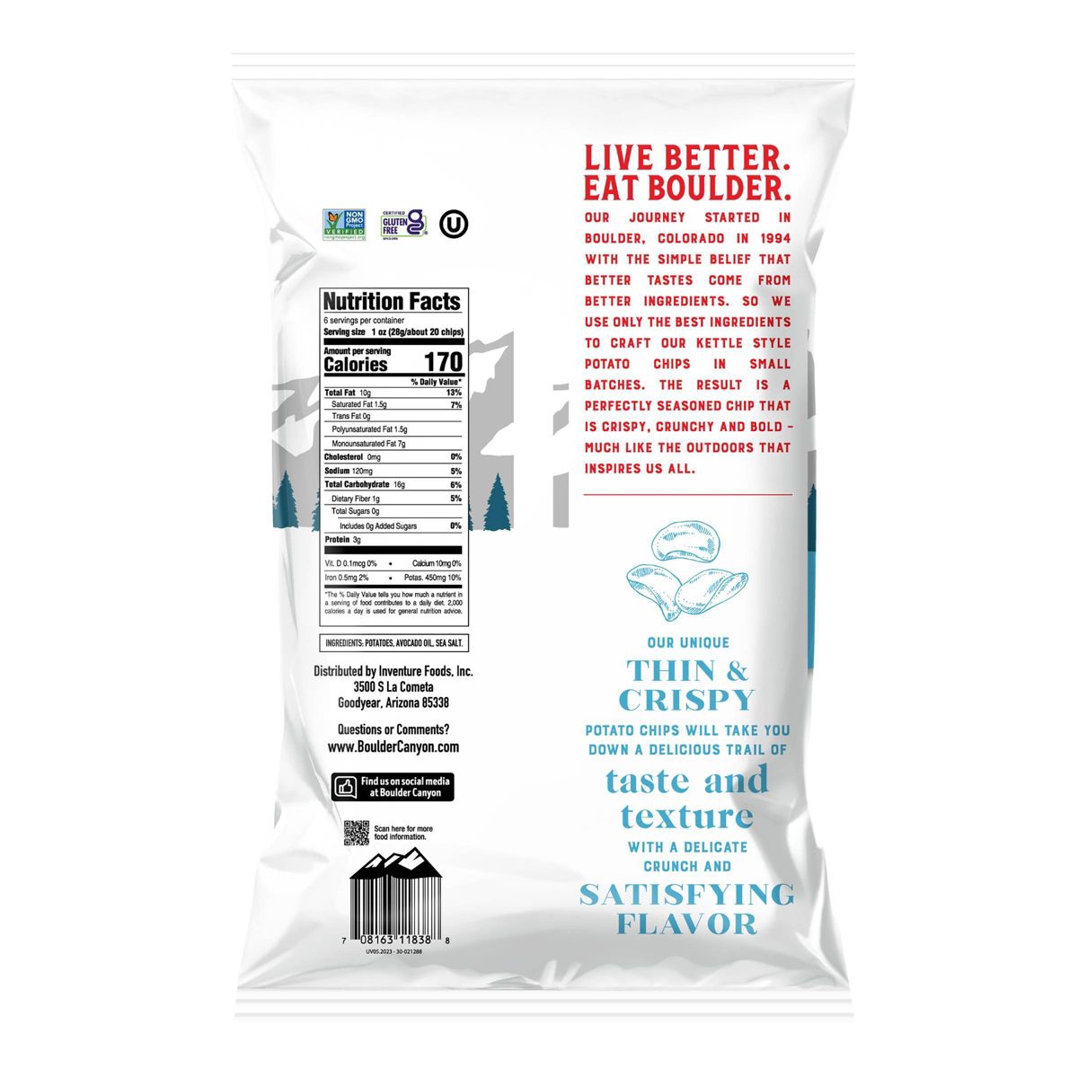 Papas Fritas Delgadas y Crujientes Boulder Canyon con Aceite de Aguacate y Sal Marina - 6 oz - Imagen 3