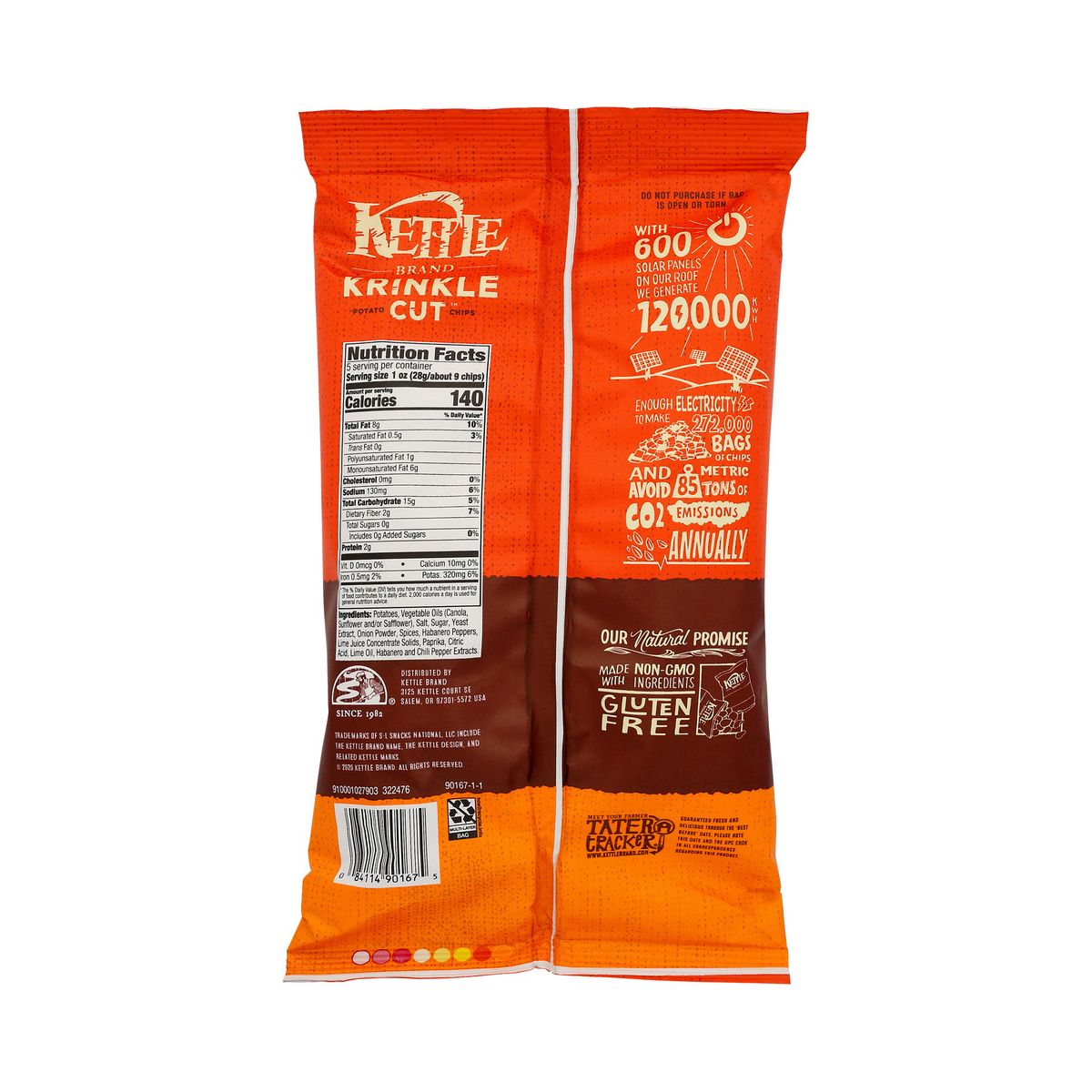 Papas Fritas Krinkle Cut Sabor Habanero y Lima Kettle Brand - Caja con 15/5 oz - Imagen 4