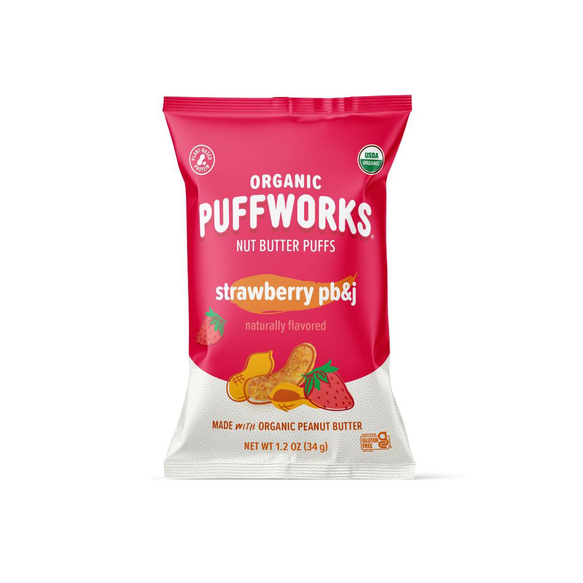Puffworks Orgánico de Fresa PB&J Bolitas de Mantequilla de Maní (Paquete de 6 bolsas de 1.2 oz) - Imagen 2