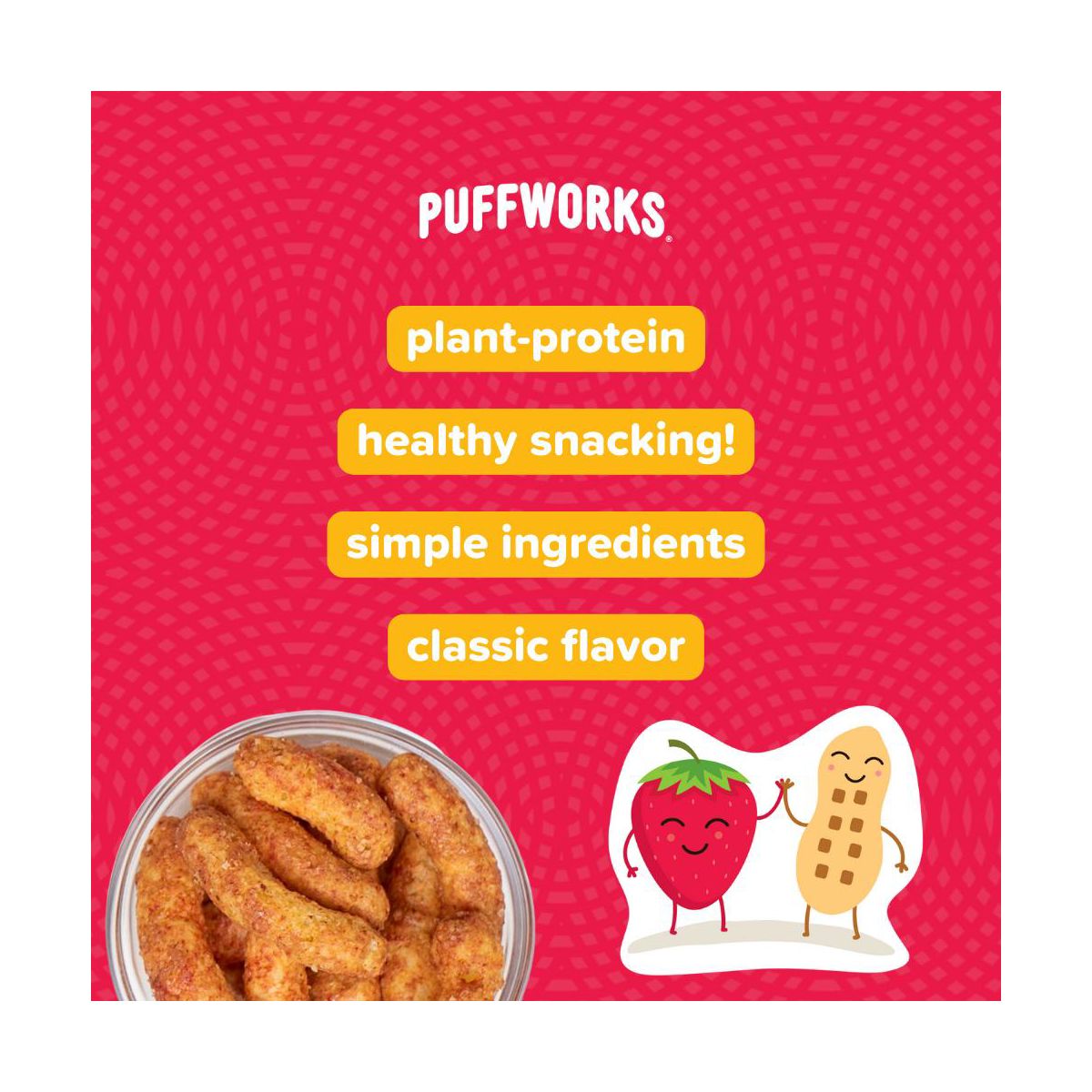 Puffworks Orgánico de Fresa PB&J Bolitas de Mantequilla de Maní (Paquete de 6 bolsas de 1.2 oz) - Imagen 7