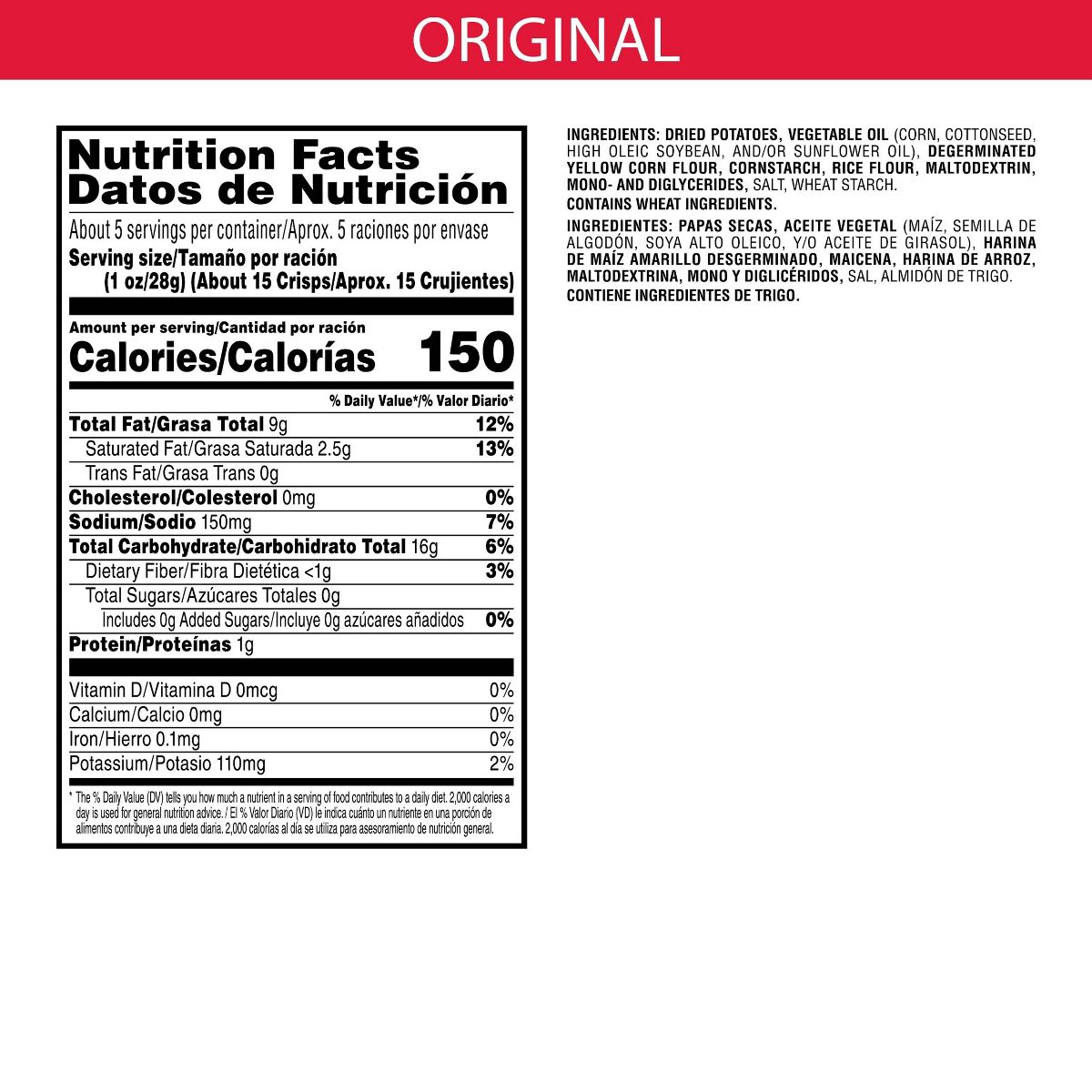 Pringles Papas Fritas Sabor Original - 5.2 oz - Imagen 8