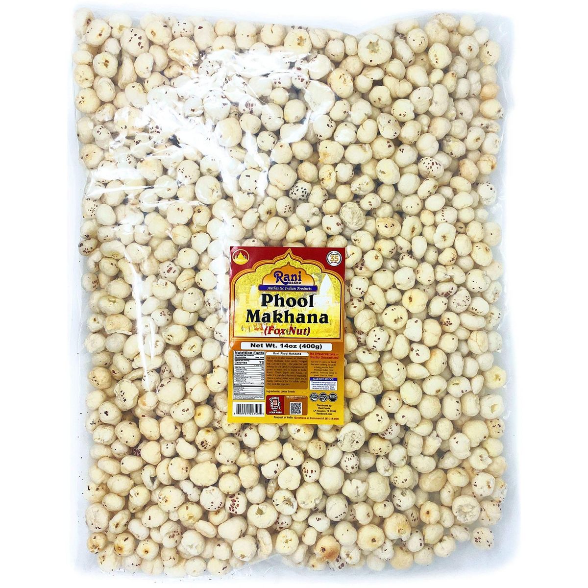 Phool Makhana (Nuez de Zorro / Semilla de Loto Reventada) - 3.5 oz (100 g) - Marca Rani Productos Auténticos de la India - Imagen 2