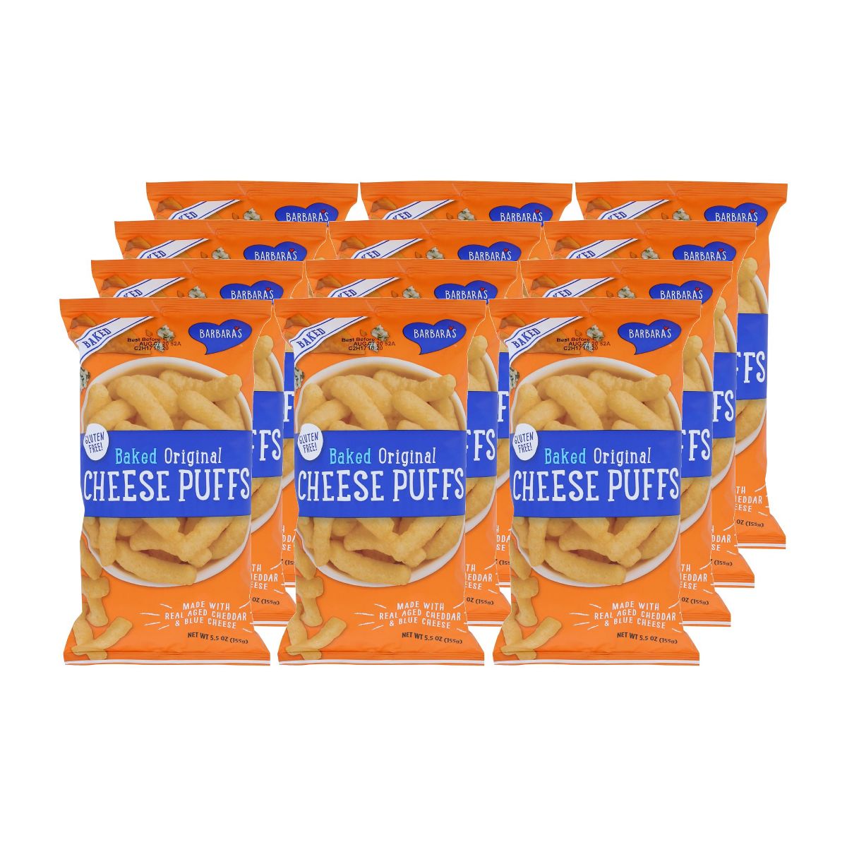 Barbara's Baked Original Cheese Puffs - Caja con 12/5.5 oz