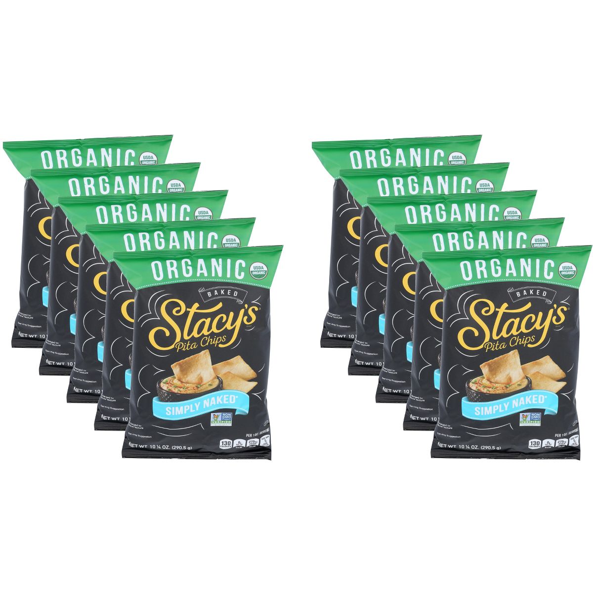 Stacy's Pita Chip Organic Simply Naked - Caja de 10 - 10.25 oz