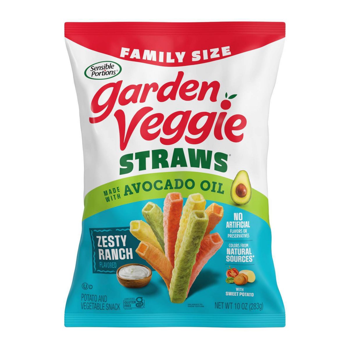 Sensible Portions Garden Veggie Straws Sabor Ranch Picante Tamaño Familiar con Aceite de Aguacate - 10 oz - Imagen 2