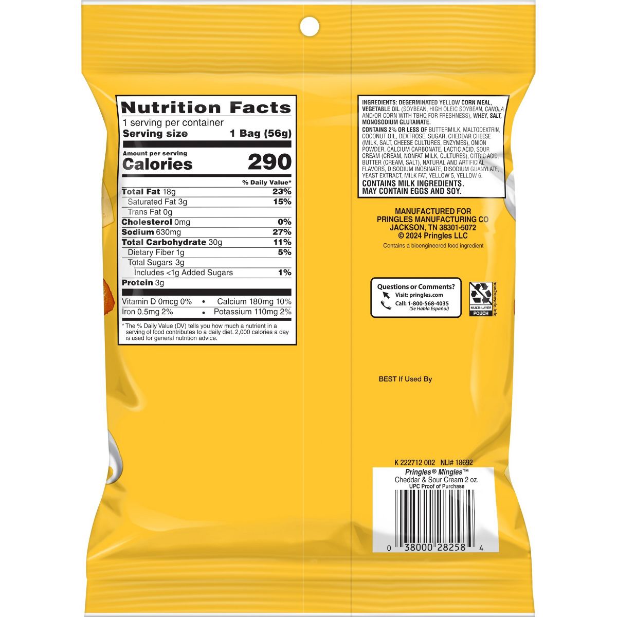 Pringles Mingles Cheddar y Crema Agria - 2 oz - Imagen 3