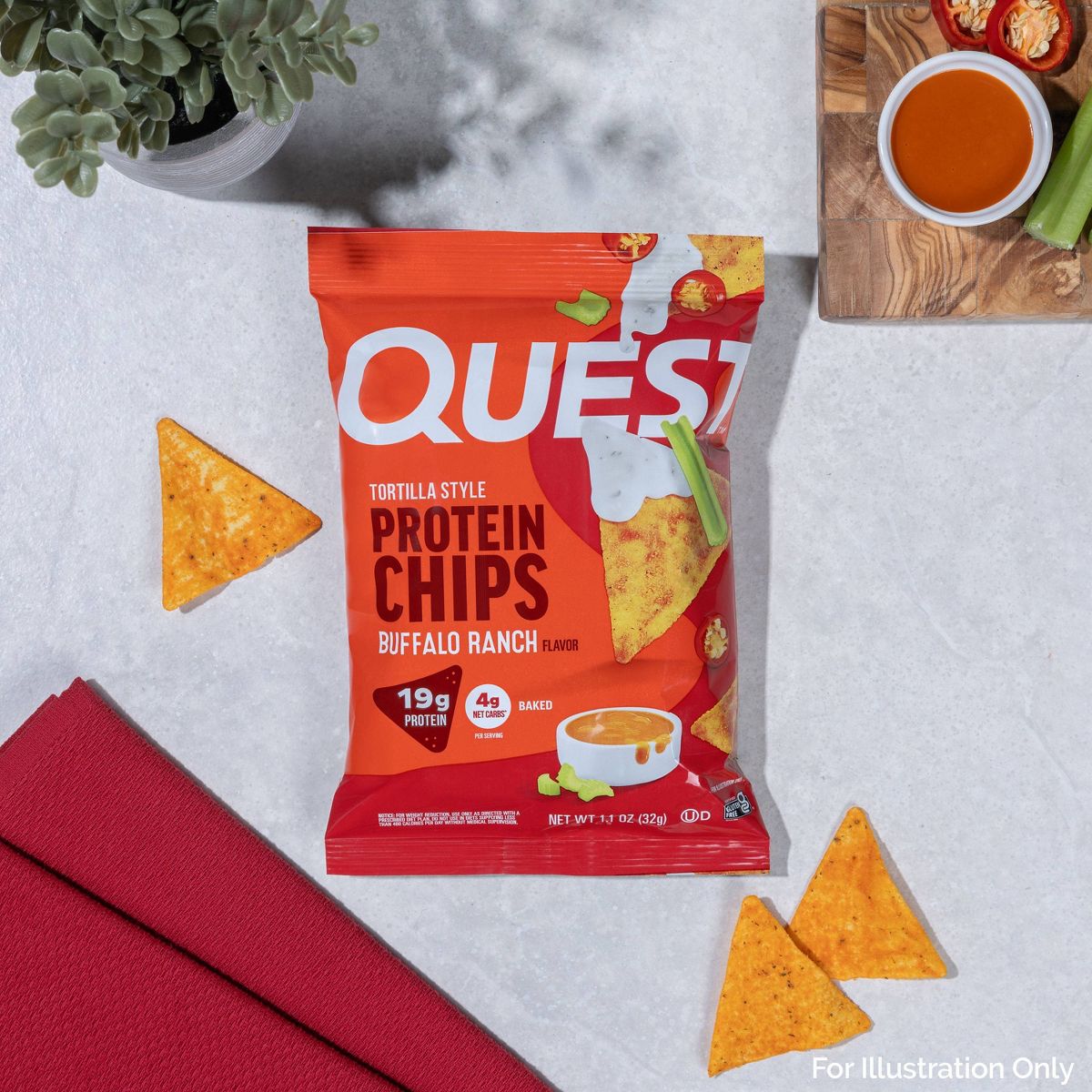 Quest Nutrition Tortilla Style Protein Chips - Salsa Búfalo con Ranch - Imagen 3