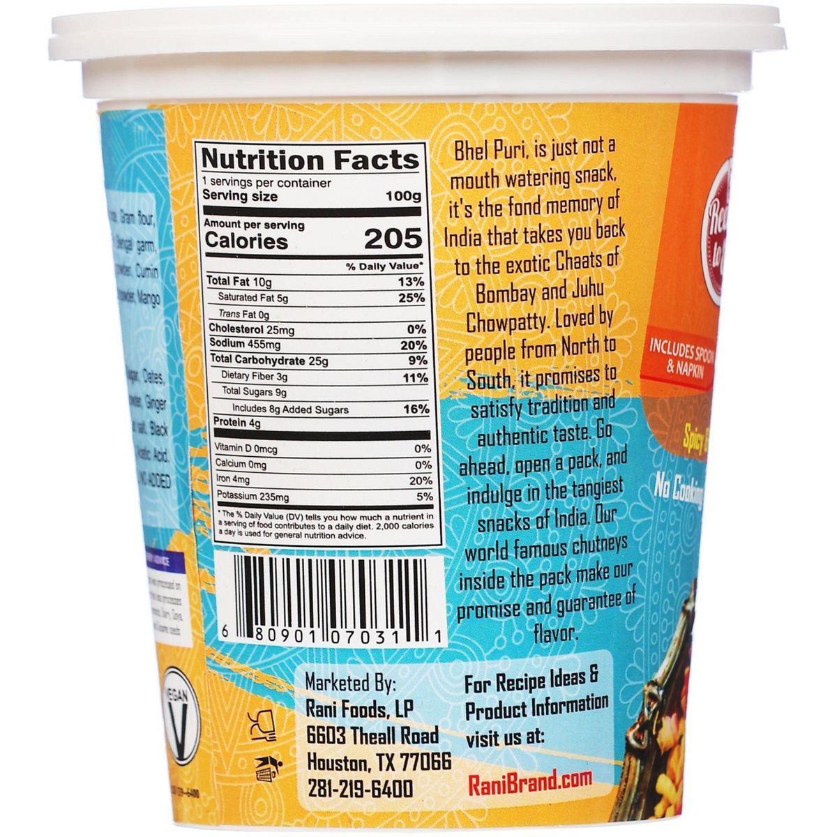 Rani Brand Authentic Indian Foods | Bhel Puri Cup Sabor Natural - Imagen 5