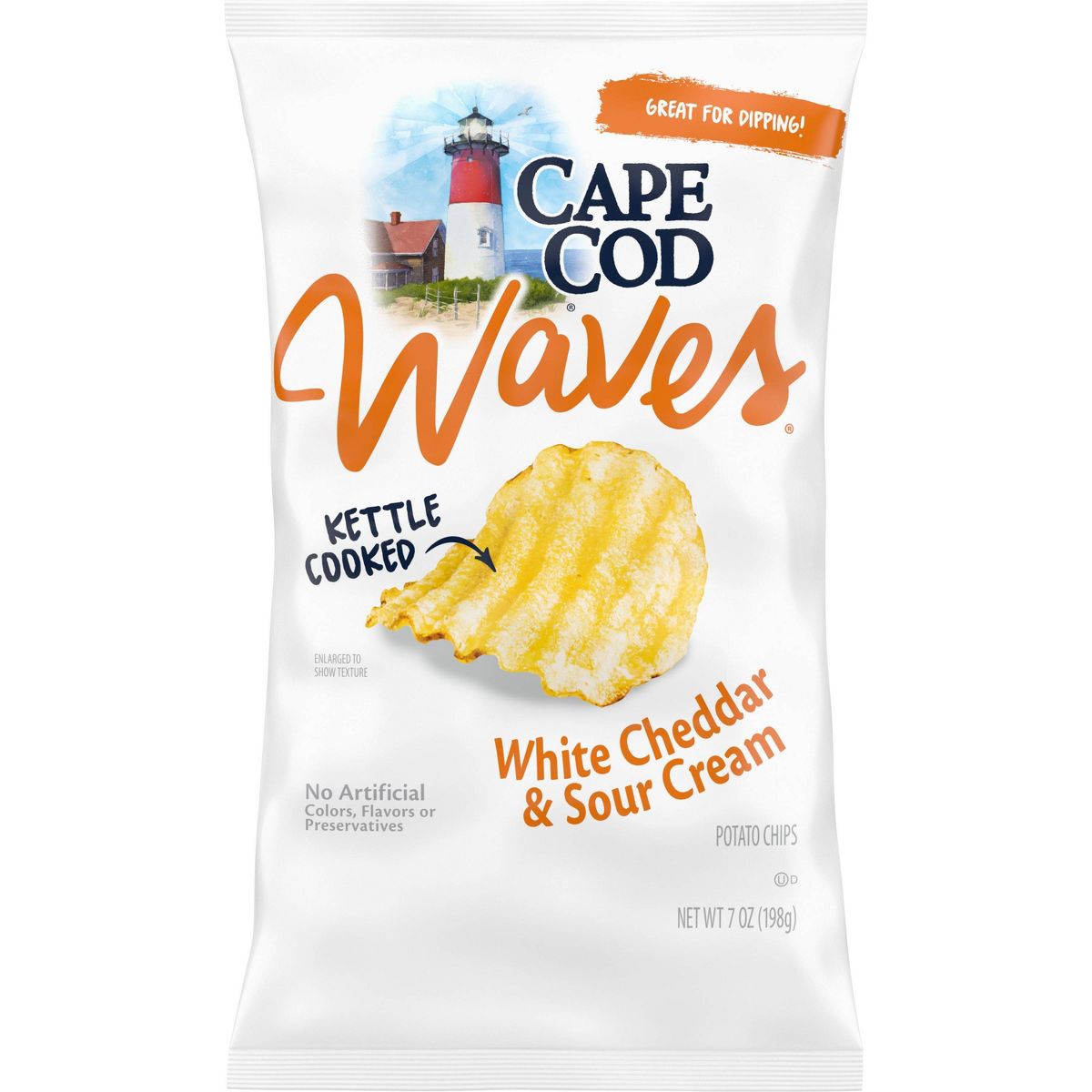 Papas Fritas Cape Cod Waves Corte Ondulado Sabor Queso Cheddar Blanco y Crema Agria - 7 oz - Imagen 2
