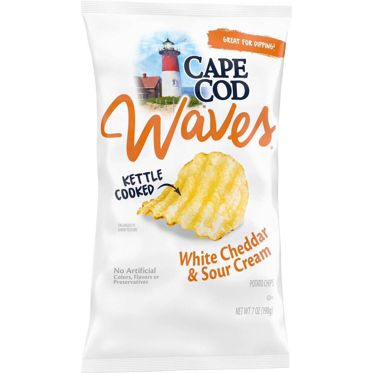 Papas Fritas Cape Cod Waves Corte Ondulado Sabor Queso Cheddar Blanco y Crema Agria - 7 oz - Imagen 5