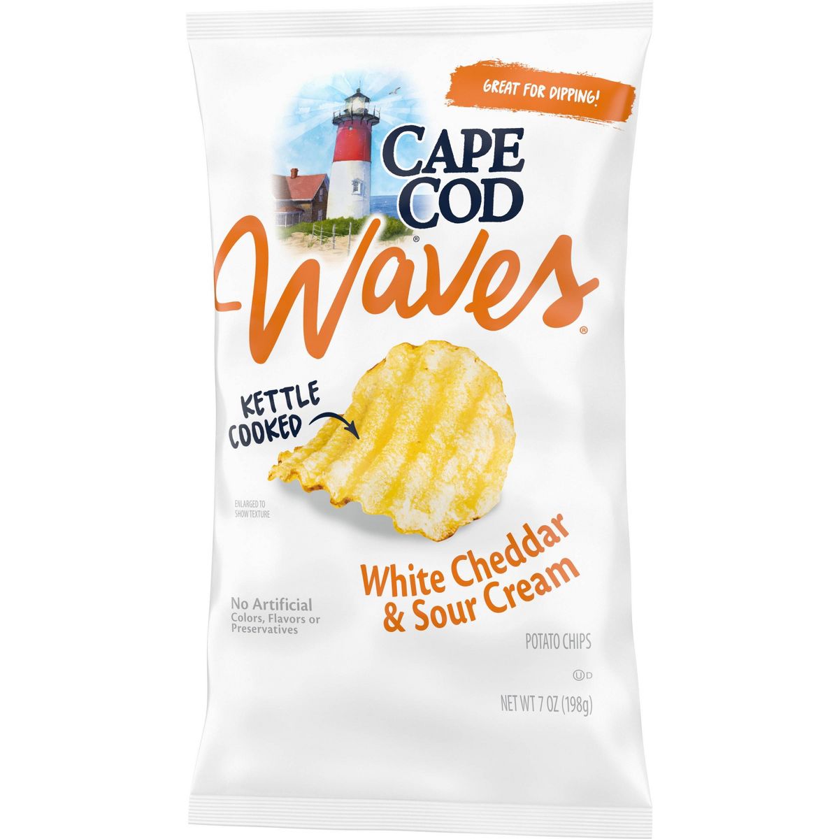 Papas Fritas Cape Cod Waves Corte Ondulado Sabor Queso Cheddar Blanco y Crema Agria - 7 oz - Imagen 6
