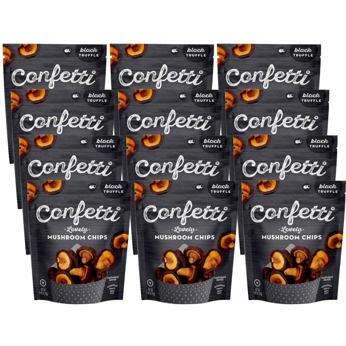 Confetti Papas Fritas Sabor Trufa Negra y Champiñón - Caja con 12/2.46 oz