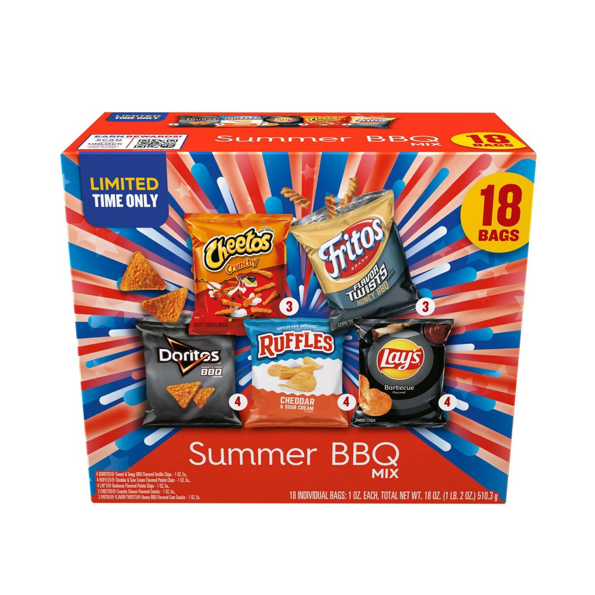 Frito-Lay Mezcla de BBQ de Verano Variedad de Botanas - 18ct