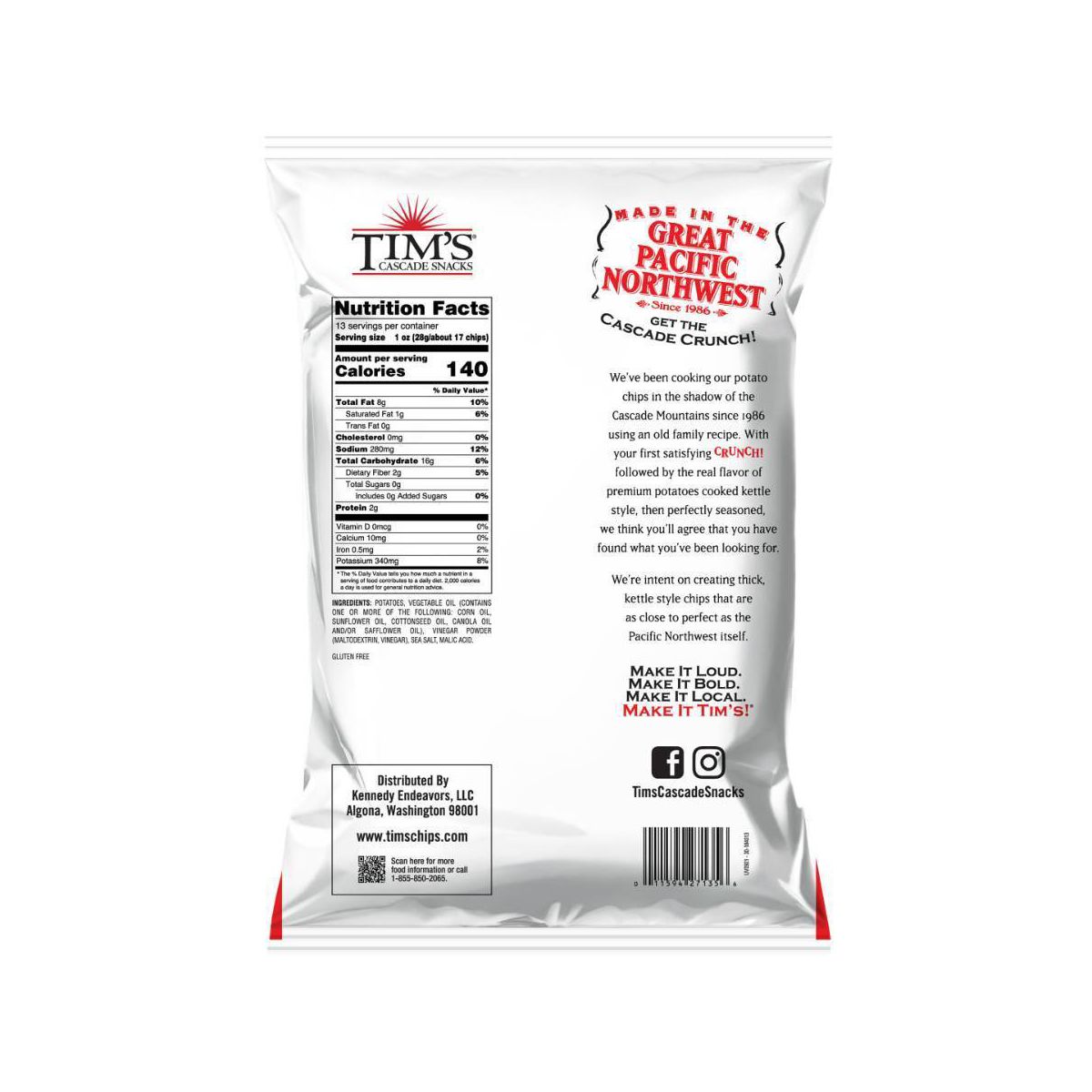 Papas Fritas Estilo Cascada Tim's Sabor Sal de Mar y Vinagre - 13 oz - Imagen 3